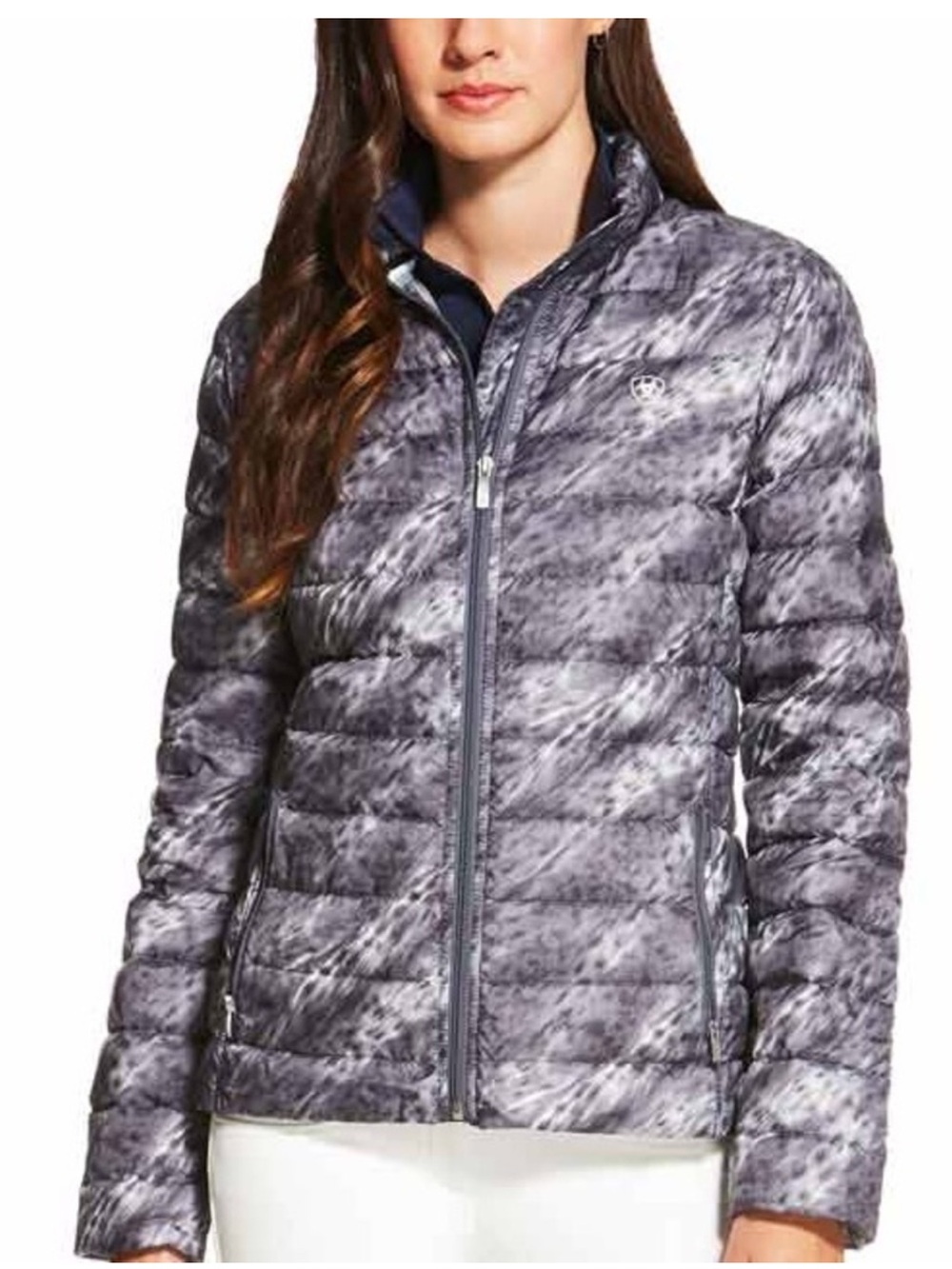 NEW! Ariat Ideal Down Puffer Jacket | Gray Fur Print women’s size XL NWOT